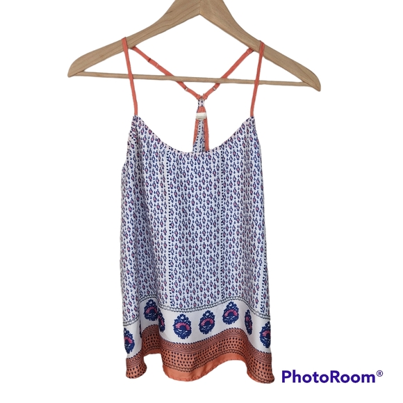 Anthropologie Tops - Eloise Anthropologie Blue Orange Summer Nights Racerback Camisole Top Sz M